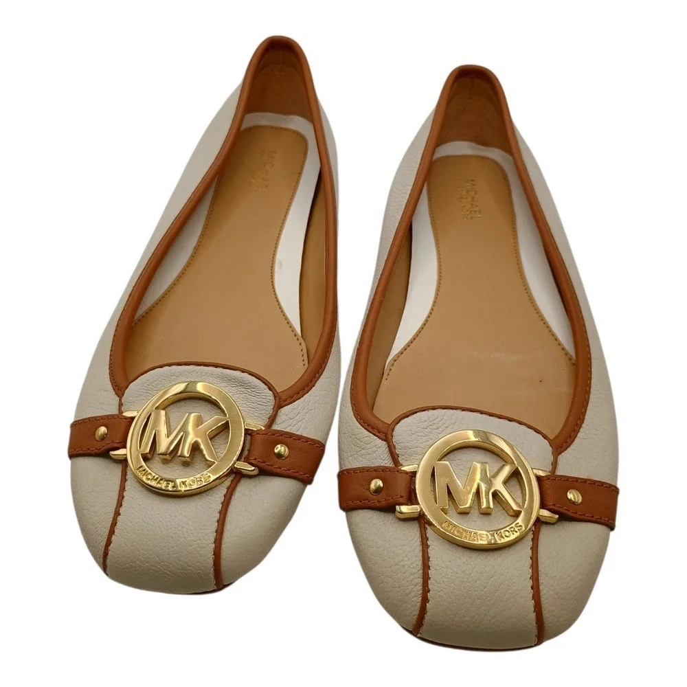 Michael Kors Fulton Women's Size 9M Moccasin Leather Uppers Beige Brown Flats